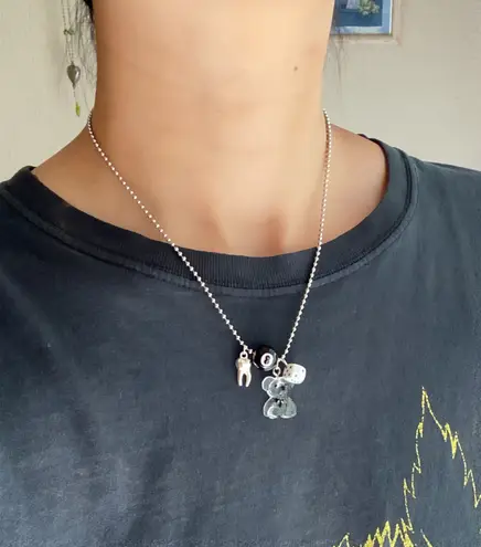 Handmade y2k Kawaii goth grunge style ballchain necklace🎲🧸🦷🖤