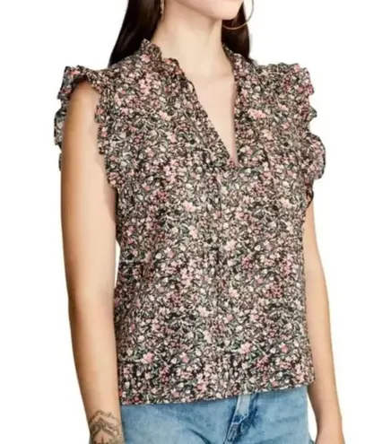 BB Dakota X Steve Madden Ruffle Floral Top in Black Pink & Peach, Size XXL