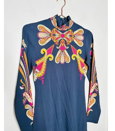 LA DOUBLEJ Navy Paisley Gold Pendant High Neck A