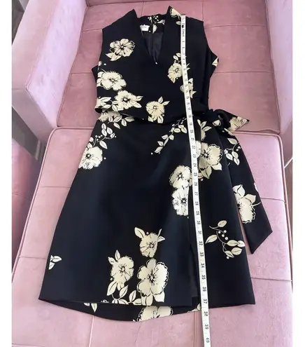 Jones Wear Women's Dress Sleeveless Black & Ivory Partial Wrap Dress Size 6