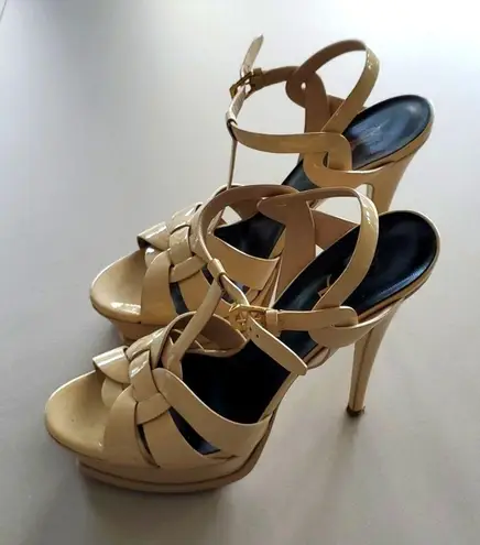 YSL Tribuite Platform Sandals In Smooth Leather
