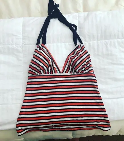 Anne cole  Signature Tankini Retro Stripe Top Black Orange Women's Size S