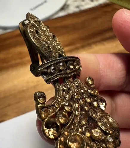 Vintage Signed Tara Rhinestone Dangle Clip On Earrings Missing Rhinestones