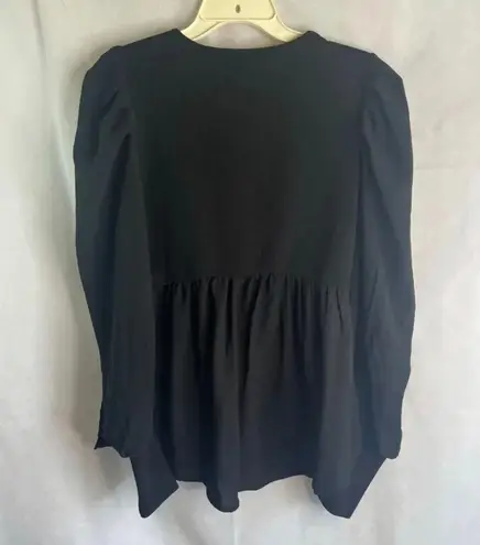 Lulu's Black Puff Sleeve Hi Low Dressy Sweater Blouse Size Small