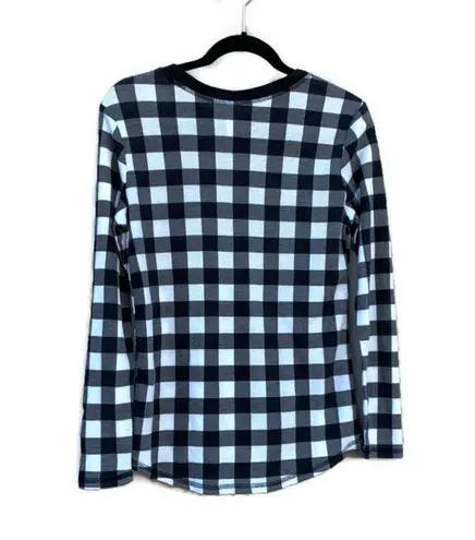 Rachel Parcell RP Black and White Buffalo Plaid Crewneck Thermal Pajama Shirt XS