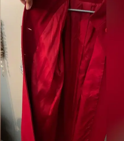 Bryant Park vintage 80s red wool dress trench coat with caplet sleeves Size 14.