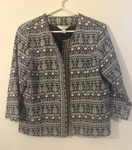 Christopher & Banks Womens Open Front Black & White Patterned Cardigan Jacket S - Image 1