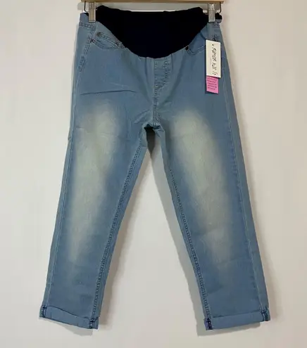 Rumor Has It Women’s Light Rinse Cuffed Over-Belly Maternity Capri Jeans Sm NWT
