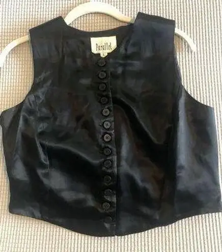 Parallel Vintage Black Satin button down Vest in size L preloved like new Size L