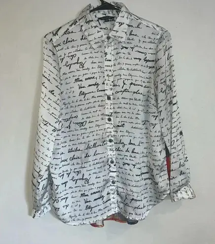 John Mark Multi Color Print Long Sleeve Button Tunic Sz Small (Fits Larger) White