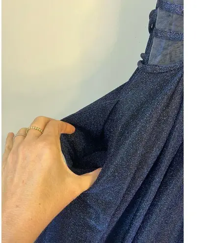 Let's Prom Cinderella Shimmery Blue Dress Mesh Details Corset Double Straps XS