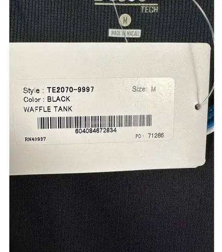 Tail Tech Waffle Tank Top Black Teal & White Edges Performance Fabric M NWT Size M