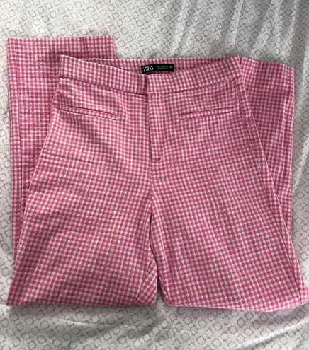 ZARA pink Gingham Trousers