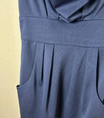 Pink Martini Navy Drape Neck Dress with Pockets Size Small