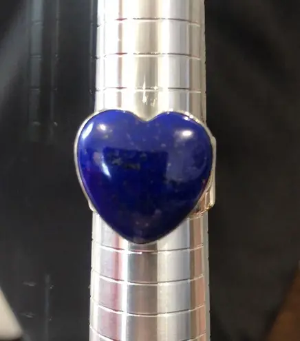 Sterling Silver JAY KING DTR Lapis Lazuli Heart Shaped Cabochon Ring Sz 8-3/4