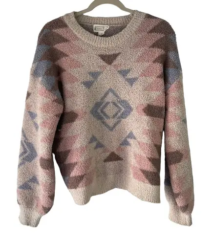 Love Riche Women's Size Small Fuzzy Teddy Pink Cream Cozy Sweater