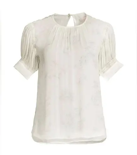 Rebecca Taylor Puff-Sleeve Silk Toile Blouse, Size S New w/Tag Retail $245
