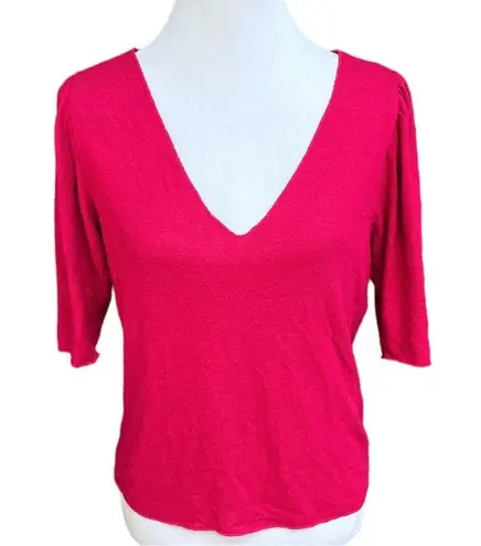 ZARA  Short Sleeve Sweater Magenta Pink Size Medium
