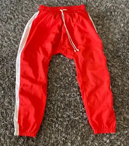 Red nylon drop crotch joggers fully lined Size M - Image 1