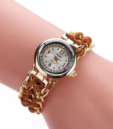 2023 Fashion Women Watches Knitting Rope Chain Winding Analog Quartz Wrist Watch Gold