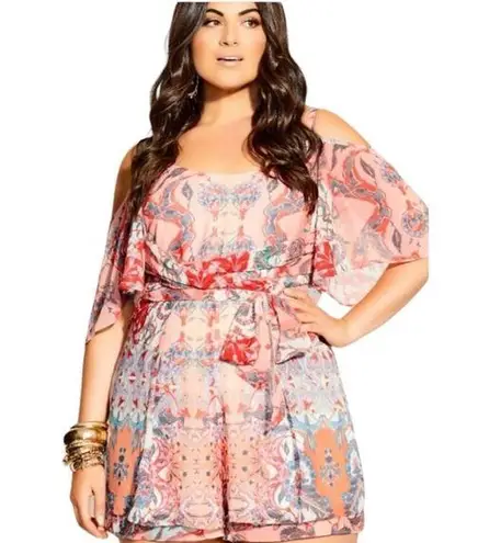 City Chic NWT  Adisa mirror Playsuit punch boho flowy romper Sz 20