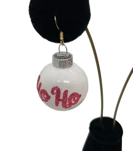 Handmade NWT Christmas Ornament Dangling Drop Earrings Ho Ho Ho Santa Statement X…