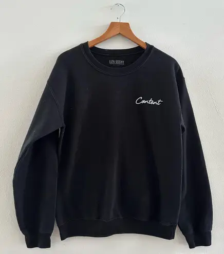 Liza Koshy Crewneck Sweatshirt, Black “Content”, size Large