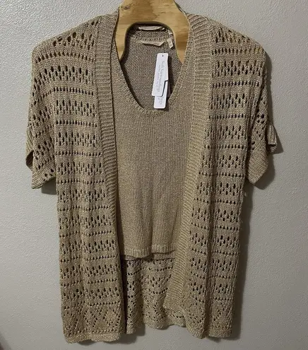 Soft Surroundings Opaline Shimmer Cardigan & Sweater Tank Top Sz Large 2 Piece