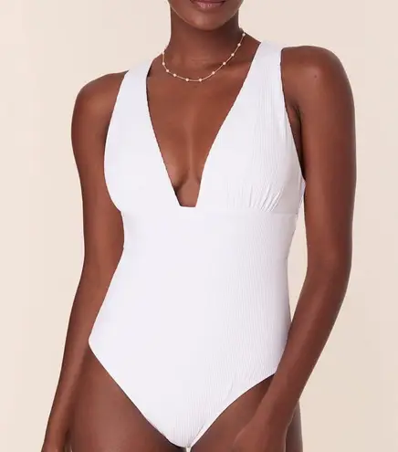 ANDIE The Mykonos One Piece Ribbed Swimsuit White plus size XXL NWT