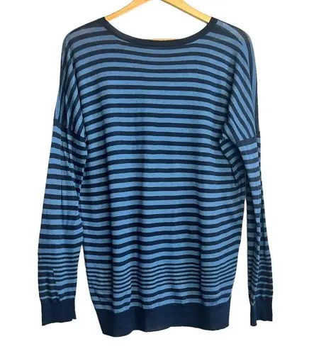 Vince  Sweater Womens Large Cashmere Striped Boat Neck Long Sleeve Blue Navy