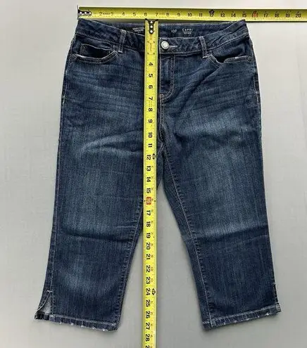 Simply Vera Wang Women’s Blue Dark Wash 10P Petite Mid Rise Capri Stretch Denim