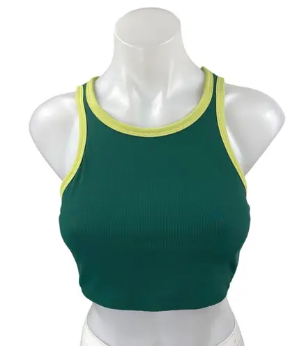 Wilo Women's Green Rib Knit Sleeveless Racerback Sports Bra Crop Tank Top Size M Size M