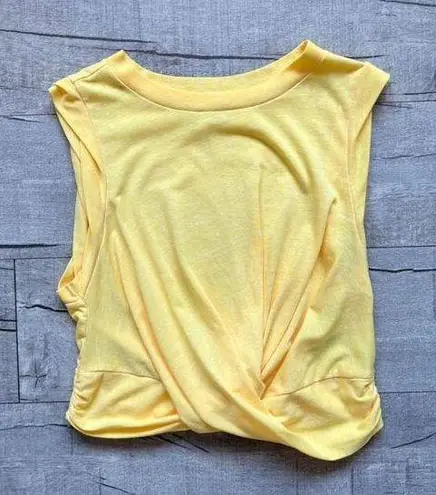 Free People Movement Yellow Twist Front Crop Top Athletic Festival Neon Tank XS