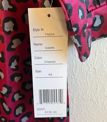 Tracy Negoshian Dress Red Cheetah Print “Dawn” Dress 3/4 Sleeve Tunic Sz XS NWT