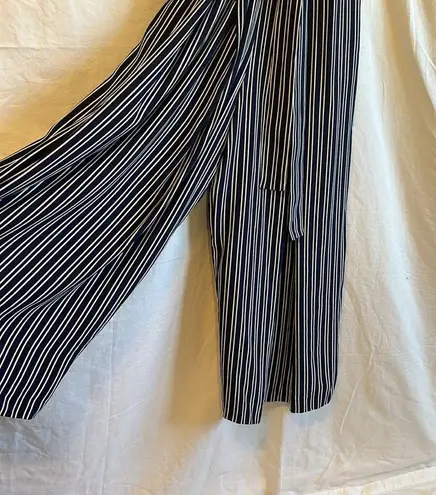 Massimo Dutti criss cross strap sleeveless striped wide leg