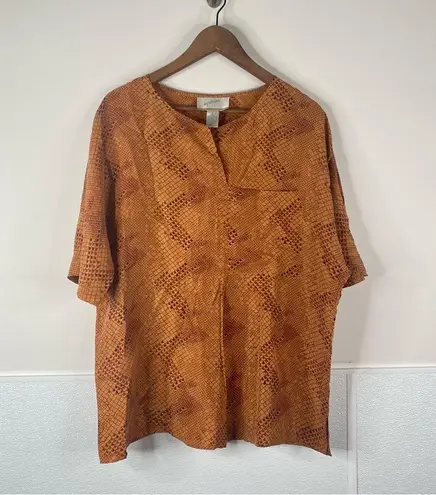 Jacqueline Ferrar Vintage Snake Print 100% Silk Top Size L