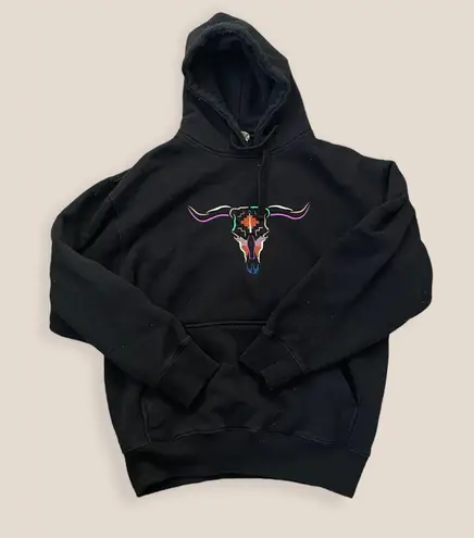 Head Kings Sportswear heavyweight Black Rainbow Embroidered Bulls Western Hoodie
