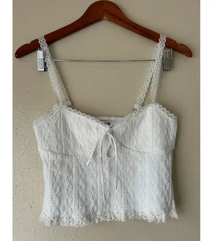 Edikted White Cropped Lacey Knit Tank Top Size Medium
