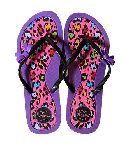 Betsey Johnson  Women’s Colorful Leopard Print Flip Flops Size 7/8