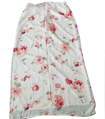 Compagnie Internationale Express Vintage 90s Witchy Whimsical Floral Maxi Skirt Pink Size 10