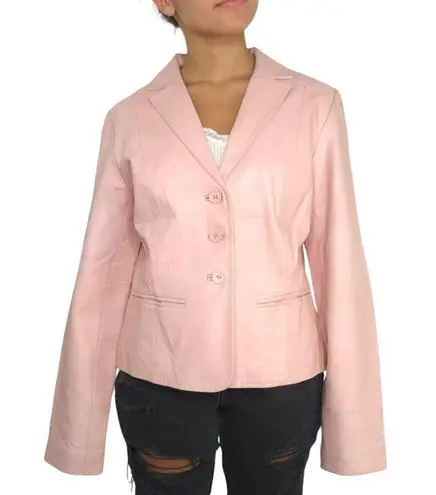 Bagatelle 90s Vintage Pink Leather Jacket Pastel Medium Retro