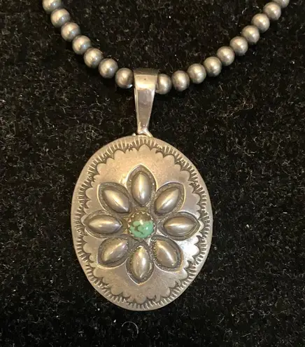 Sterling Sliver turquoise concho Pendant Silver