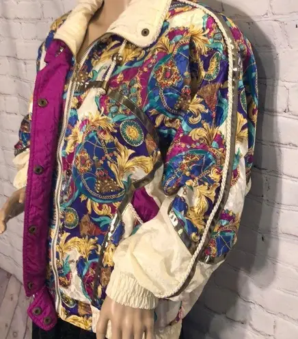 Vintage Clipper Bay Scarf Print Windbreaker S Blue