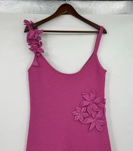 Amur Allegra crochet Floral Knit Midi pink pearl sleeveless pullover size large