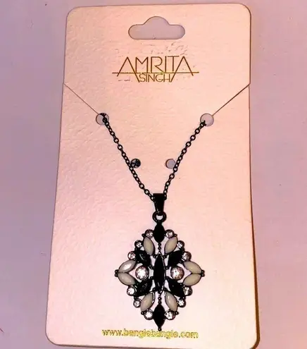 Amrita Singh Black and Ivory pendant necklace. Crystal accents. Lobster claspNWT
