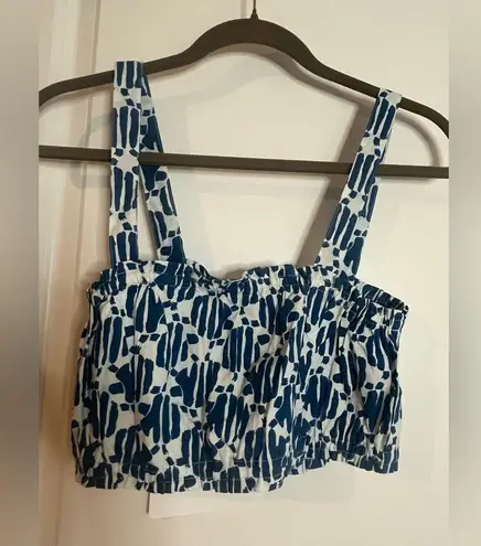 Compañia Fantastica NWT Crop Top Bralette 100% Cotton Blue White Abstract Print - Image 5