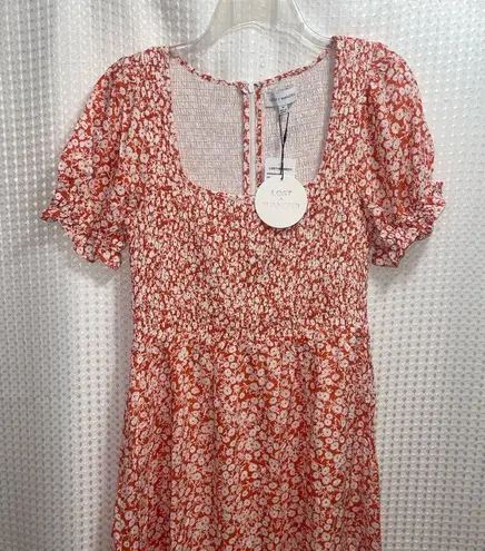 Lost + Wander Sweet Summer Daze Midi Dress Red Floral NWT Size M
