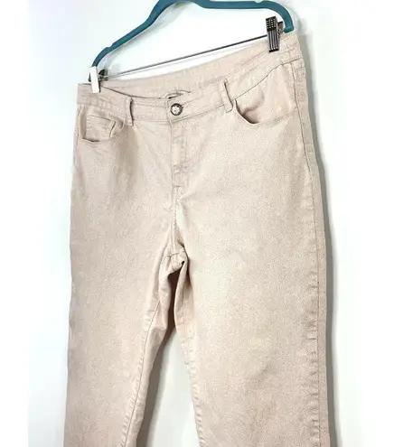 Soft Surroundings Women's Pink Stretch Denim Jeans Size 14 Speckled Silver Speck