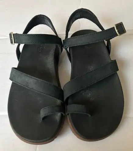 Chacos Chaco Tulip Toe Loop Sandal Black Leather Womens size 6