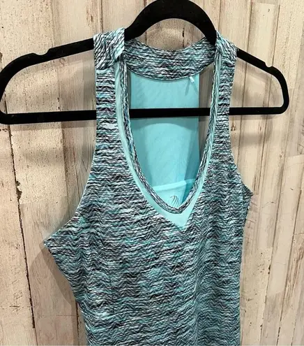 Mondetta Performance Gear MPG Blue Space Dye Dress Shelf Bra Athletic Pockets